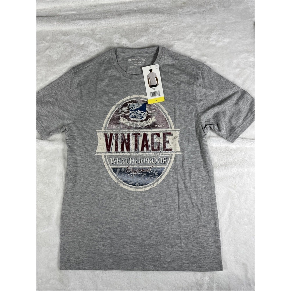 Weatherproof Vintage Mens Graphic T-Shirt Gray Mountain Logo S NEW 1854627